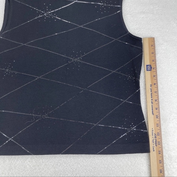 St. John Black Sequins Tank Top Knit Sparkle Evening Wear Women’s Sz M Luxury - Picture 8 of 9